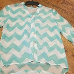 Papaya shirt teal and white stripes